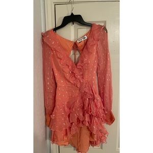 Sherri Hill Ruffle Peach Cocktail Dress Style 52937